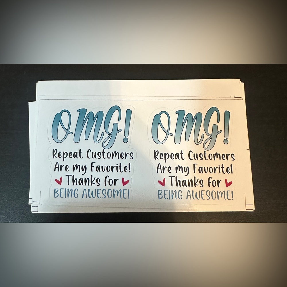 OMG! Repeat Customers Stickers - Blue and Black